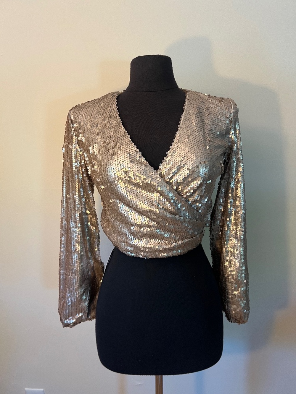 Mia Joy Gold Sequin Wrap Top